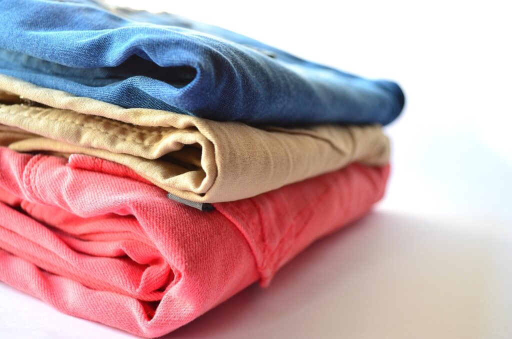 Stack of folded pink pants