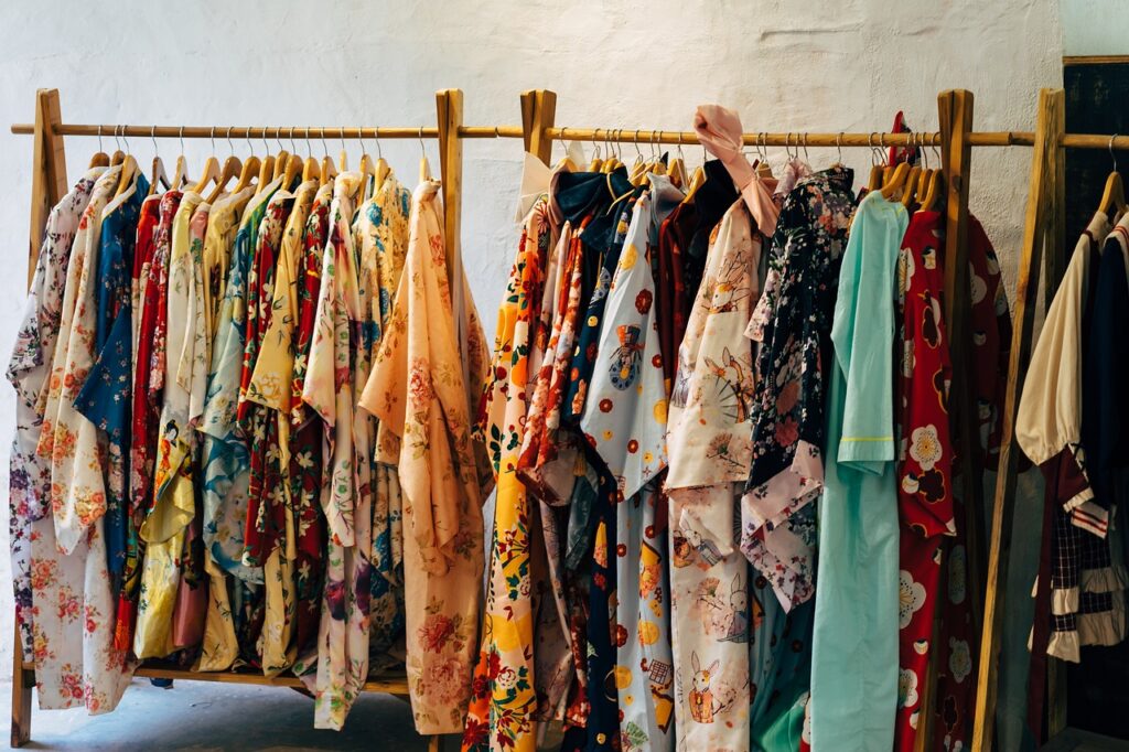 Garment racks loaded with business attire
